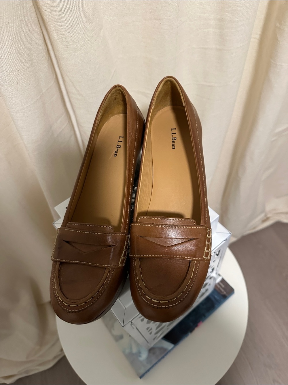 L.L. Bean Women's Chestnut Leather Penny Loafers